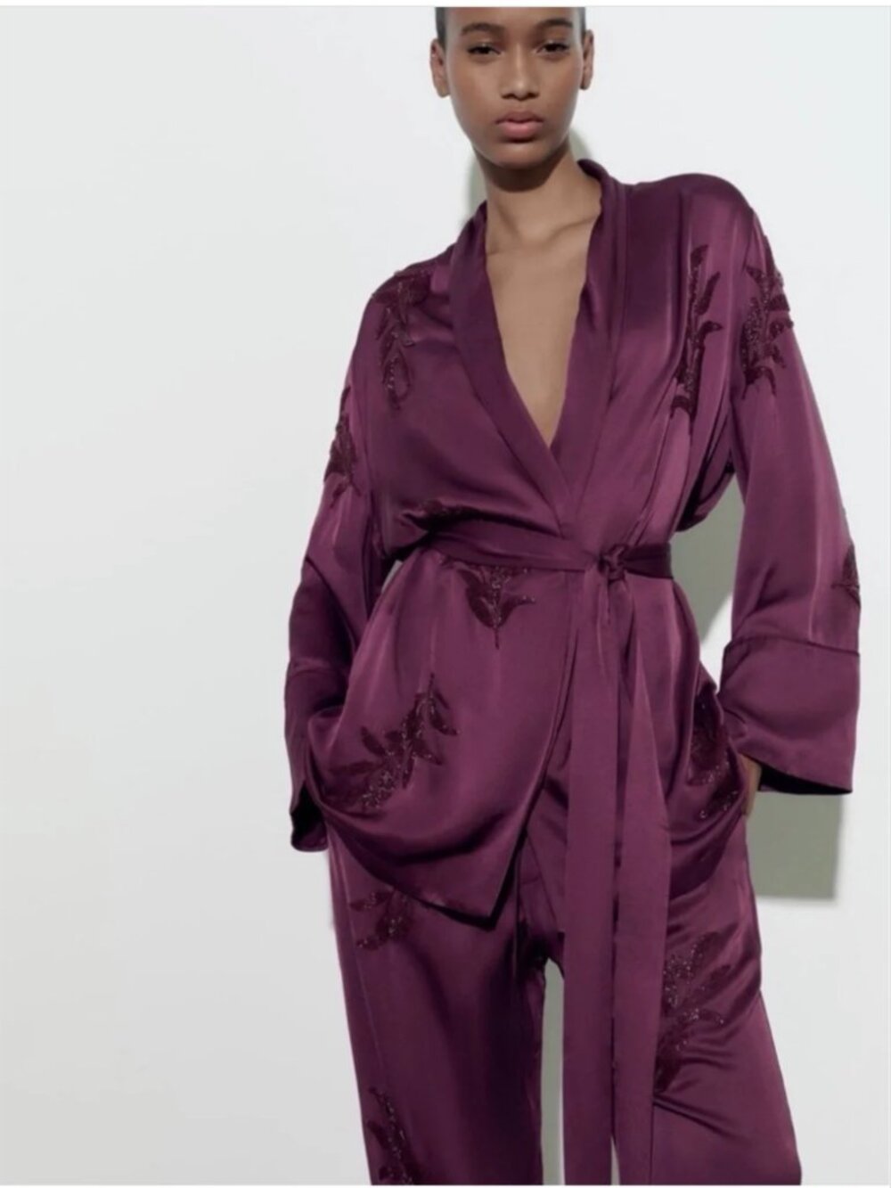 Zara NWT Plum Beaded Set